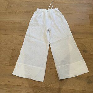 ZARA- XS- Ultra Wide Leg Linen Pants White- With Wide Cuff Bottom